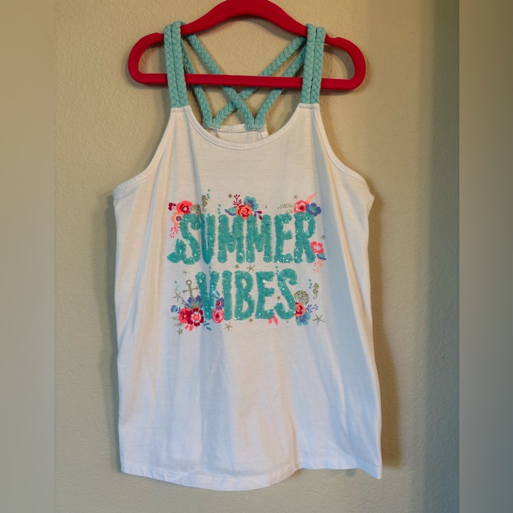 Tommy Bahama White Tank Top with Blue and Red Accents